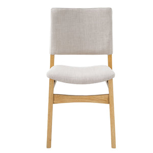 English Elm Upholstered Stackable Dining Chairs Linen Fabric Rubberwood Frame Rustic Set of 2 Natural N752P327192N