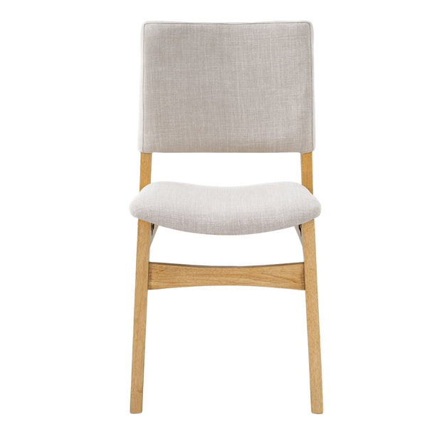 English Elm Upholstered Stackable Dining Chairs Linen Fabric Rubberwood Frame Rustic Set of 2 Natural N752P327193N