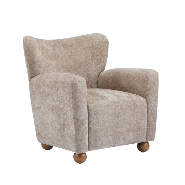 English Elm Christopher Knight Home® - Cozy Wingback Armchair with Plush Bouclé Upholstery, Solid Wood Legs, Timeless Elegant Comfort beige brown 32 L x 29.5 W x 26.75 H N776P293322B