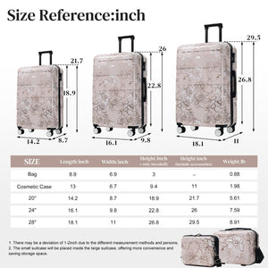 English Elm 6 Piece Hardshell Abs Travel Set with Spinner Wheels Combination Lock and Toiletry Bag Pink Flower N732P391160U