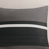 Madison Park Palmer Transitional 7 PC Pieced Faux Suede Comforter Set MP10-2585 Black