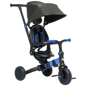 English Elm Qaba Convertible Toddler Trike Balance Bike with Canopy Adjustable Push Handle W2225P229173