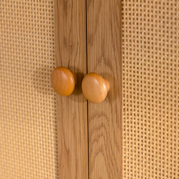 English Elm Arched 63.39" Tall Rattan Pantry Cabinet with Arched Doors, Adjustable Shelves, Farmhouse Storage W3081P338352