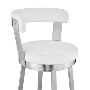 English Elm Bryant Swivel Barstool Faux Leather Seat Stainless Steel Frame for Kitchen Islands B2736P464886
