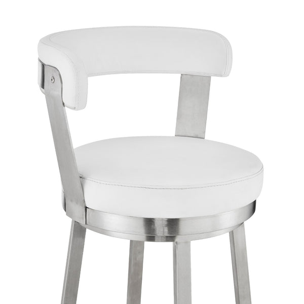 English Elm Bryant Swivel Barstool Faux Leather Seat Stainless Steel Frame for Kitchen Islands B2736P464886