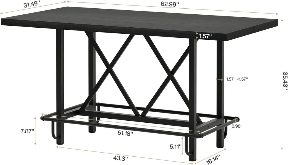 English Elm Natural Farmhouse Bar Table with U-shaped Top and Rustic Slat Detailing for Entertaining T3971P463837