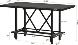 English Elm Natural Farmhouse Bar Table with U-shaped Top and Rustic Slat Detailing for Entertaining T3971P463837