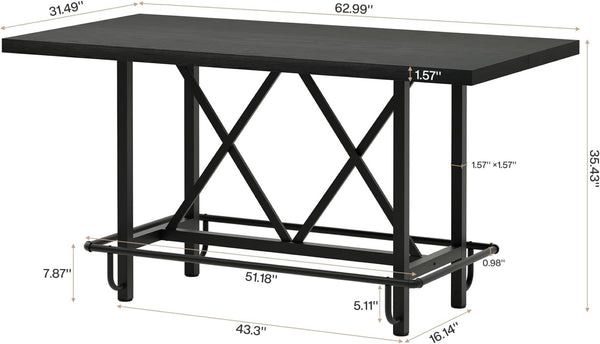 English Elm Natural Farmhouse Bar Table with U-shaped Top and Rustic Slat Detailing for Entertaining T3971P463837
