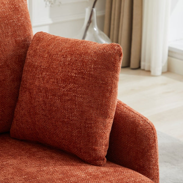 English Elm 40.55"w Oversized Round Swivel Accent Chair Chenille Upholstered Cozy Club Lounge Seating Orange W1298P248771