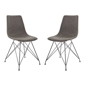OSP Home Furnishings Trenton Chair  - Set of 2 Charcoal