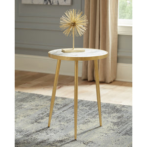 English Elm Delilah Marble Accent Table with White Polished Top and Gold Metal Frame — Luxury Round Modern Side Table B062P328668
