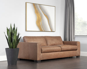 Sunpan BAYLOR Sofa - Luxurious Marseille Camel Leather for Elegant Living Rooms and Stylish Offices 106616