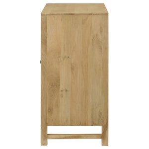 English Elm Henley Natural Mango Wood 2-Door Accent Cabinet with Rustic Cane Doors, Antique Brass Knobs, Storage - Island-Inspired 38"W x 32"H x 16"D B062P350431