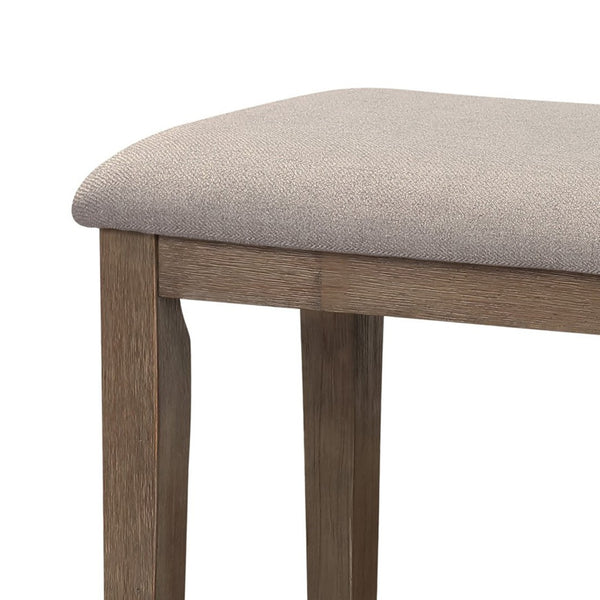 English Elm Rectangular Solid Wood Bench with Upholstered Seat for Bedroom or Entryway B056P416795