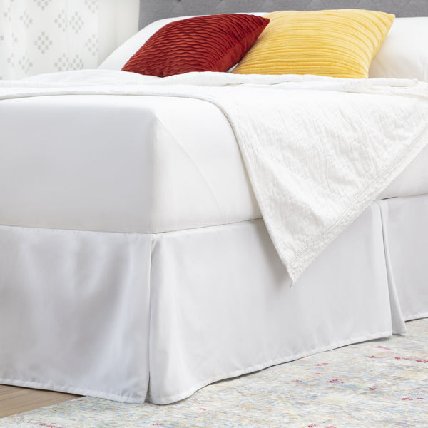 English Elm Linenspa Microfiber 14-Inch Drop Bedskirt for Cal King — Wrinkle, Fade & Stain Resistant, Machine Washable Protection White B350P394817