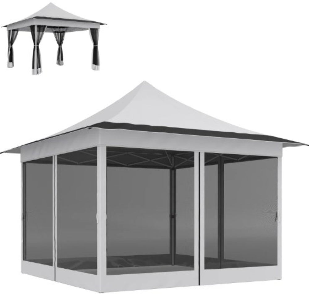 English Elm Adjustable Pop up Gazebo with Mesh Walls Oxford Fabric Canopy for Patio Garden T3971P426962