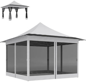 English Elm Adjustable Pop up Gazebo with Mesh Walls Oxford Fabric Canopy for Patio Garden T3971P426962