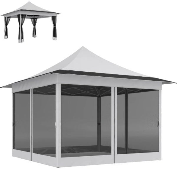 English Elm Adjustable Pop up Gazebo with Mesh Walls Oxford Fabric Canopy for Patio Garden T3971P426962