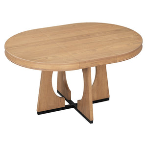 English Elm Trexm Extendable Round Dining Set Oak Veneer Sculptural Base Seats Four to Six Natural ST000131AAD-2026