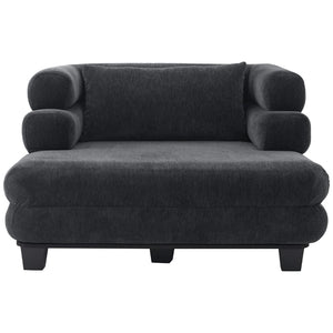 English Elm Oversized Chenille Chaise Lounge Deep Seat Sculptural Armrests Modern Living Room Retreat Black N763P326441B