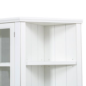 English Elm 75.25'' Retro-Modern Wall Suit 92.9''W with Tempered Glass Doors, Bi-Directional Side Hutch & Ample Storage SUIT03_N845P263124W