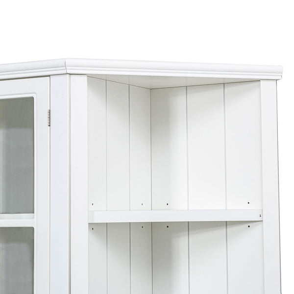 English Elm 75.25'' Retro-Modern Wall Suit 92.9''W with Tempered Glass Doors, Bi-Directional Side Hutch & Ample Storage SUIT03_N845P263124W