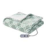 Serta Printed Plush Casual Heated Throw ST54-0146 Seafoam