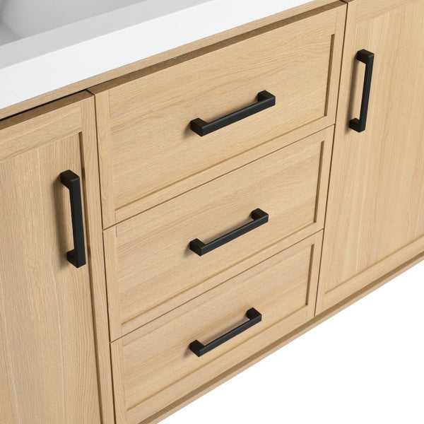 English Elm 60" Freestanding Bathroom Vanity With Double Sink, Soft-Close Doors & Drawers In Original Oak Finish P2 W1972P315237-GIGA