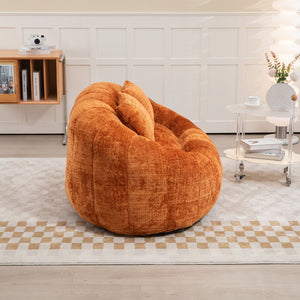 English Elm Bean Bean Bag Sofa High-Density Memory Foam Two-Seater Lounger High Back Chenille Cozy Support Orange W395P181437