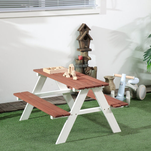 English Elm Outsunny Kids Picnic Table Set – Sturdy Wooden Outdoor Furniture For Ages 3-8, Perfect For Gardens! W2225P229090-GIGA