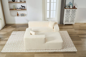 English Elm Beige Compressible Chenille Sofa with Space-Saving Vacuum Packaging, Easy-Clean, Fluffable Comfort Beige B102S00087