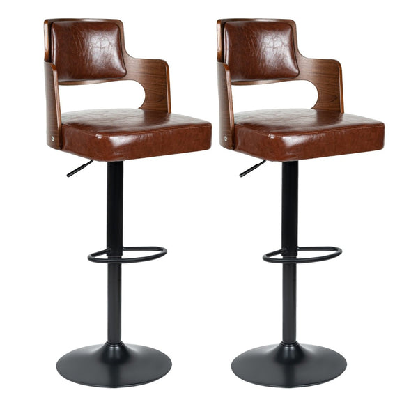 English Elm Swivel Bar Stools Set Of 2 - Modern Pu Leather, Adjustable Height, Ergonomic Design For Comfort T3950P396627-GIGA