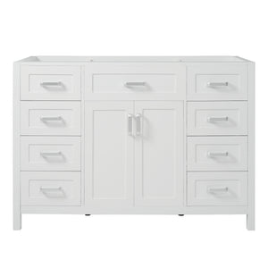 English Elm Christopher Knight Home® - 47" Bathroom Vanity Cabinet Base with 2 Soft-Close Doors & 8 Drawers, Pine Legs, Modern Classic Appeal White N759P337621K