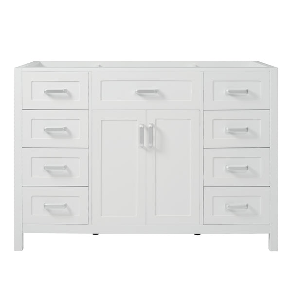 English Elm Christopher Knight Home® - 47" Bathroom Vanity Cabinet Base with 2 Soft-Close Doors & 8 Drawers, Pine Legs, Modern Classic Appeal White N759P337621K