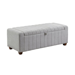 English Elm Contemporary Upholstered Storage Bench with Boucle Fabric, Plywood Frame, Foam Cushion & Solid Wood Legs Gray 50.5 L x 23.5 W x 17.5 H B011P298370