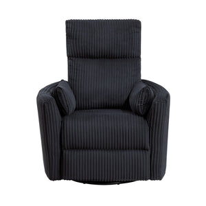 English Elm Black Corduroy Swivel Glider Recliner Chair - 360° Motion, Plush Cushioning, Sleek Black Upholstery B011P383307