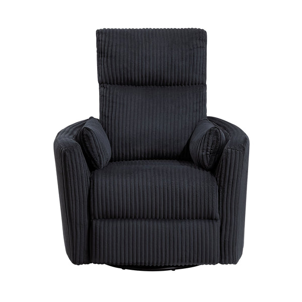 English Elm Black Corduroy Swivel Glider Recliner Chair - 360° Motion, Plush Cushioning, Sleek Black Upholstery B011P383307