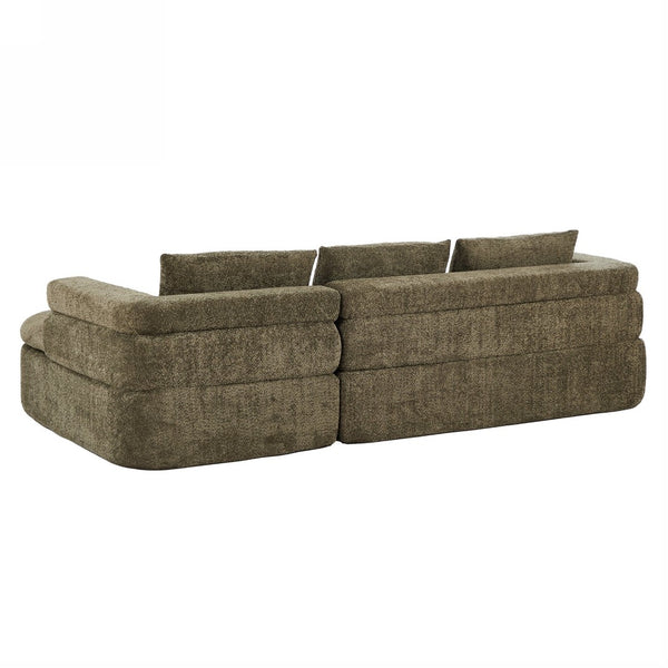 English Elm 106" L-shaped Sectional Sofa Modular Chaise Lounge Neutral Fabric Living Room Olive Green N771P396321L_N771P396322L