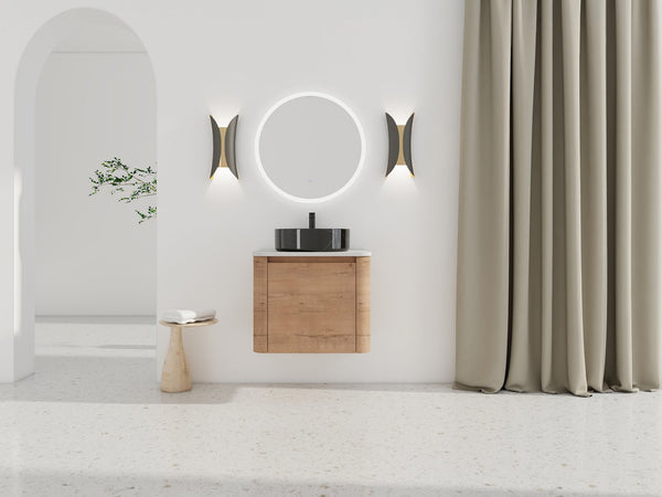 English Elm 24'' Wall-Mounted Bathroom Vanity With Ceramic Sink, Soft-Close Door & Space-Saving Design For Style W999S00396