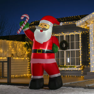 English Elm Homcom 8' Inflatable Santa Claus With Candy Cane – Festive Led Yard Decoration For Holiday Cheer W2225P249959