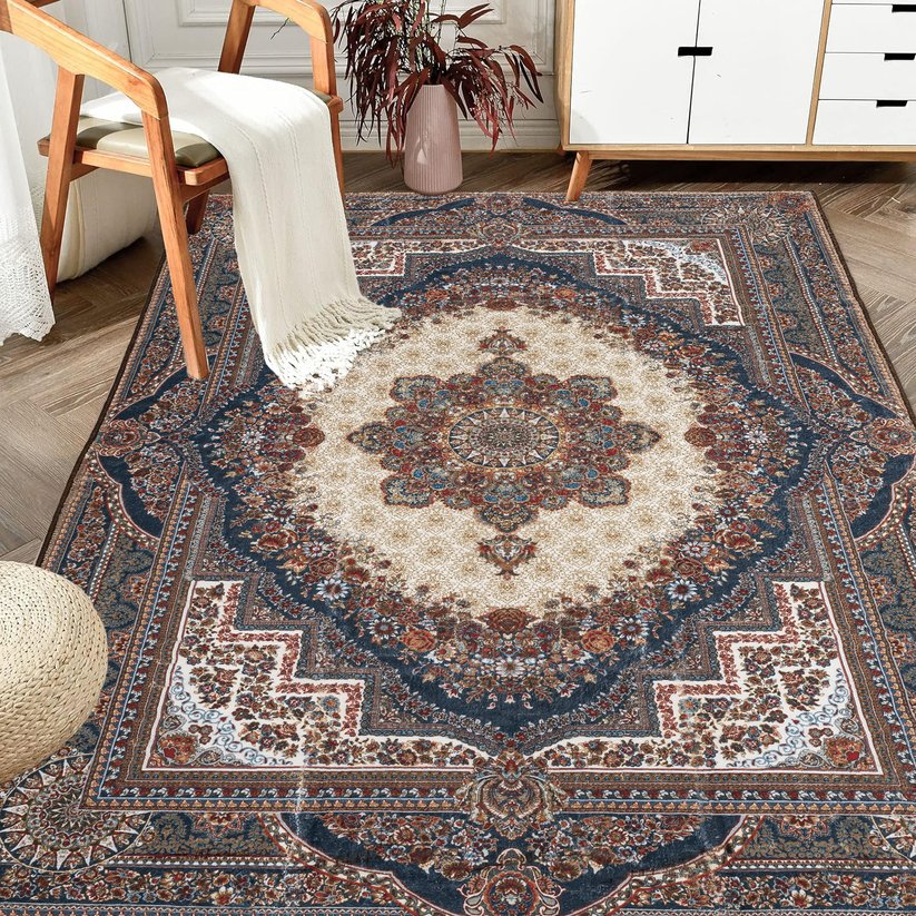 English Elm Area Rug 6X9 Vintage Bohemia Floral Design - Non-Slip, Washable, Perfect For Living Rooms & More! W2907P265112