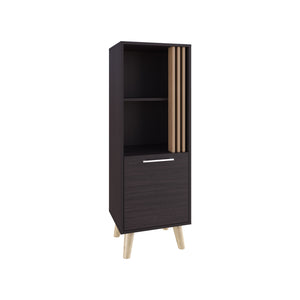English Elm Storage Cabinet Black+Khaki with 1 Door 2 Shelves — Compact Engineered Wood Organizer, Eco-Friendly Design B097P262385