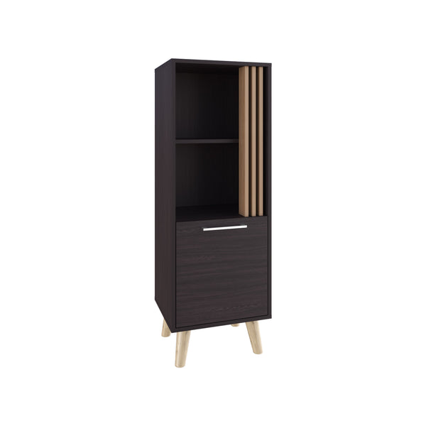 English Elm Storage Cabinet Black+Khaki with 1 Door 2 Shelves — Compact Engineered Wood Organizer, Eco-Friendly Design B097P262385