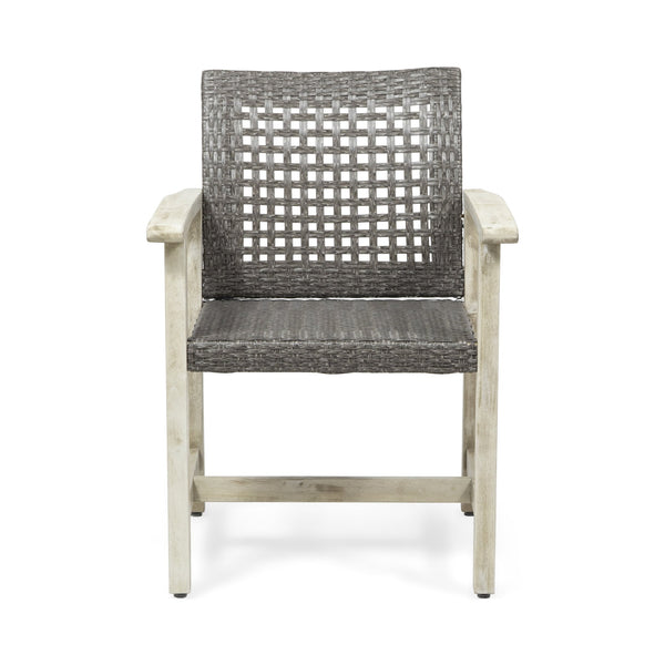 English Elm Christopher Knight Home® - HAMPTON Acacia Wood Dining Chair Pair with Handwoven Wicker Seats and Durable Velvet Finish Black+Grey 60400.00MBLK