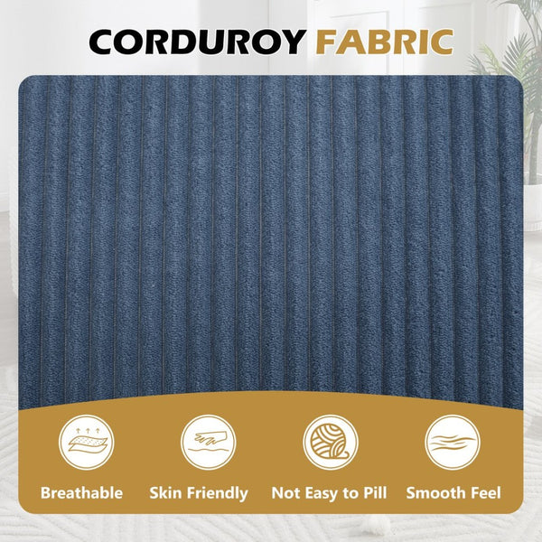 English Elm 67.5''chaise Lounge Oversized Corduroy Sleeper Sofa with Deep Seat and Two Pillows Blue W1803P409171