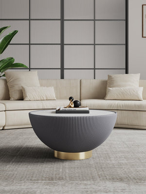 English Elm Anderson Sintered Stone Coffee Table With Upholstered Base & Gold Finish For Modern Living Rooms B365P398491