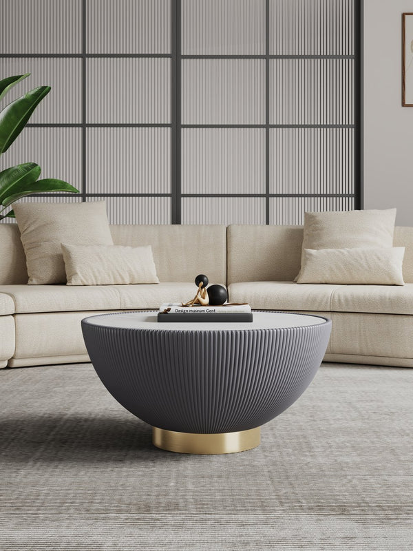 English Elm Anderson Sintered Stone Coffee Table With Upholstered Base & Gold Finish For Modern Living Rooms B365P398491