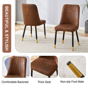 English Elm Brown Velvet Dining Chair Set of Two with Black Metal Legs and Gold Accent Detail W1151P211986