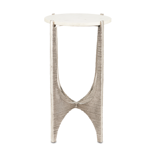 Micha Marble Accent Table - Exquisite Antique Nickel Finish with Unique Textured Design & Character