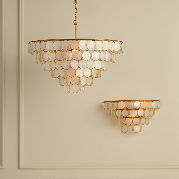 Bon Vivant Semi-Flush Mount Light Fixture - Ethereal Capiz Shell Design with Elegant Gold Finish